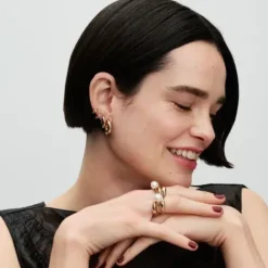 Pandora Ohrringe-Doppelte Huggie Kreolen Ohrringe - 263280C00