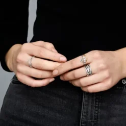 Pandora Ringe-Drei Klare Steine Ring - 196242CZ