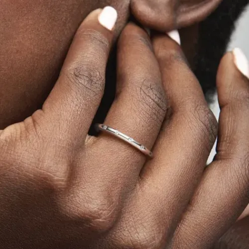 Pandora Ringe-Einfacher Funkelnder Band Ring - 190945CZ