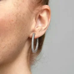 Pandora (Kette mit) Herz-Funkeln und Herzen Creolen - 296319CZ