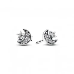 Pandora Ohrringe-Funkelnde Mond & Stern Ohrringe - 292990C01