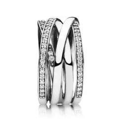 Pandora Ringe-Funkelnde und Polierte Linien Ring - 190919CZ