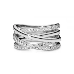 Pandora Ringe-Funkelnde und Polierte Linien Ring - 190919CZ