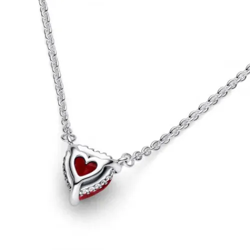 Pandora (Kette mit) Herz-Funkelnder Herzförmiger Strahlenkranz Halskette - 392542C01-45