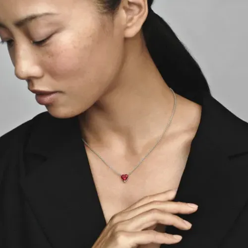 Pandora (Kette mit) Herz-Funkelnder Herzförmiger Strahlenkranz Halskette - 392542C01-45