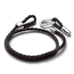Pandora Armbänder-Moments Braunes Geflochtenes Doppeltes Lederarmband - 593338C01-D2