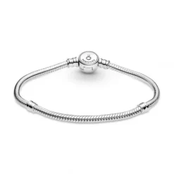 Pandora Armbänder-Moments Schlangen Gliederarmband mit Funkelndem Blauem Scheibenverschluss - 599288C01