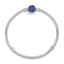 Pandora Armbänder-Moments Schlangen Gliederarmband mit Funkelndem Blauem Scheibenverschluss - 599288C01