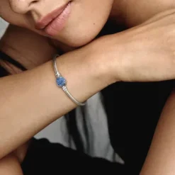 Pandora Armbänder-Moments Schlangen Gliederarmband mit Funkelndem Blauem Scheibenverschluss - 599288C01