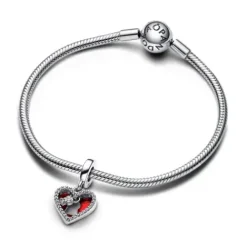 Pandora (Kette mit) Herz-Rotes Herz & Schlüsselloch Doppelter Charm - 793119C01