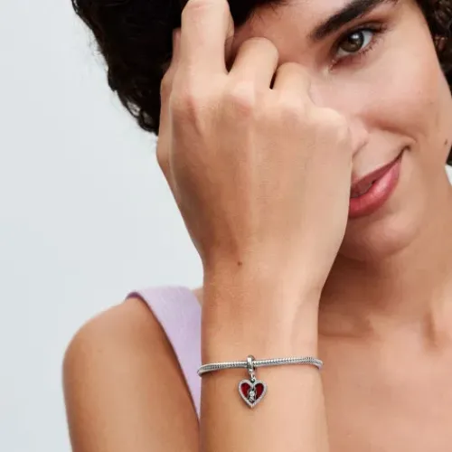 Pandora (Kette mit) Herz-Rotes Herz & Schlüsselloch Doppelter Charm - 793119C01