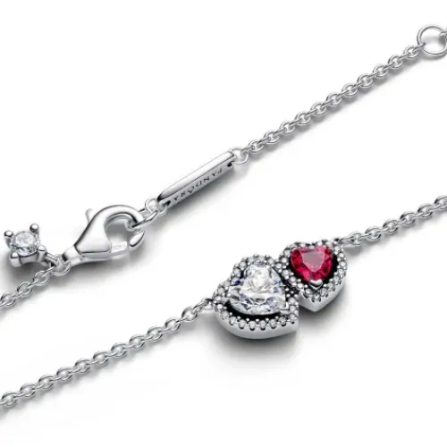 Pandora (Kette mit) Herz-Strahlenkranz Herzen Anhänger Halskette - 393632C01-45