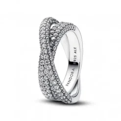 Pandora Ringe-Timeless Pavé Gekreuzter Doppelband Ring - 193022C01