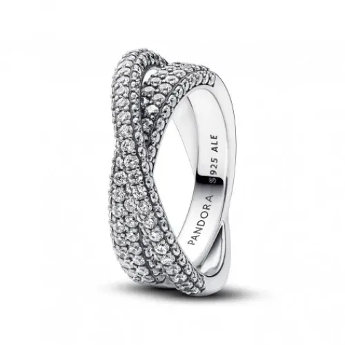 Pandora Ringe-Timeless Pavé Gekreuzter Doppelband Ring - 193022C01