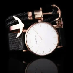 Paul Hewitt Armbänder-Anchor Bracelet Phrep Rose Gold Black - PH-PH-L-R-B