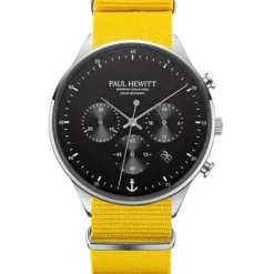 Paul Hewitt Textilarmband (Nato)-Chrono Silber Schwarz Nato Yellow - PH-W-0498