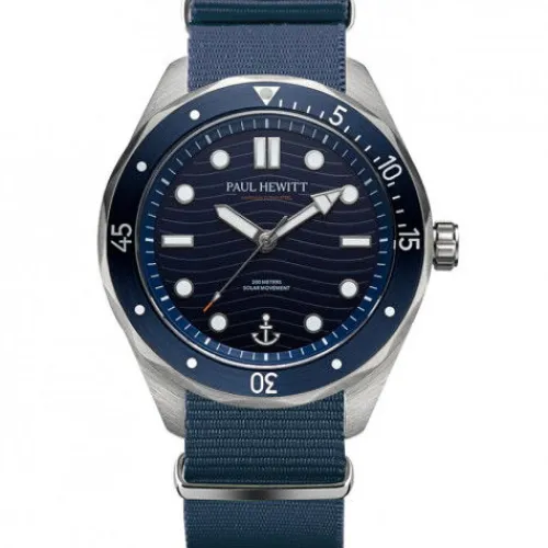 Paul Hewitt Textilarmband (Nato)-Ocean Diver Silber Blau Nato Blue - PH-W-0485