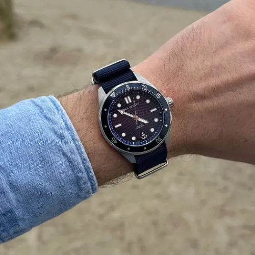 Paul Hewitt Textilarmband (Nato)-Ocean Diver Silber Blau Nato Blue - PH-W-0485