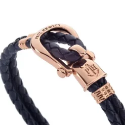 Paul Hewitt Armbänder-Phinity Shackle Bracelet Rose Gold Navy Blue - PH-FSH-L-R-N