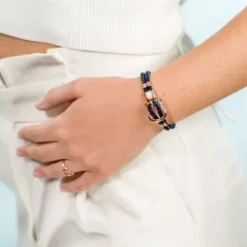 Paul Hewitt Armbänder-Phinity Shackle Bracelet Rose Gold Navy Blue - PH-FSH-L-R-N