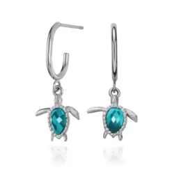Paul Hewitt Ohrringe-Turtle Hoops Ohrring Aquamarine Silber - PH-JE-1617