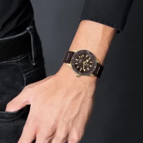 Rado Lederarmband-Captain Cook Automatic Bronze - R32504306