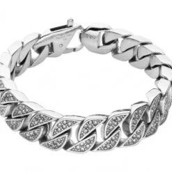 S Jewelry Armbänder-Steel Jewelry Panzerkette Cuban Link Silber Armband