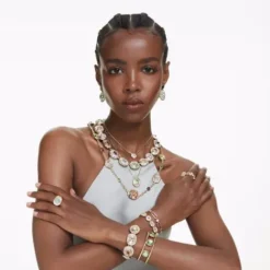 Swarovski Armbänder-Chroma Armreif Kissenschliff Grün Gold