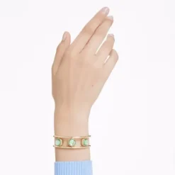 Swarovski Armbänder-Chroma Armreif Kissenschliff Grün Gold