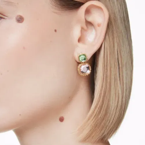 Swarovski Ohrringe-Chroma Drop Ohrhänger Kissenschliff Mehrfarbig Gold - 5692492