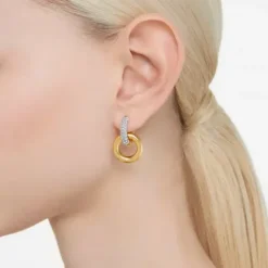 Swarovski Ohrringe-Dextera Kreolen Verschlungener Reif Weiss Gold - 5668818