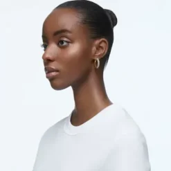 Swarovski Ohrringe-Dextera Kreolen Mittel Weiss Gold - 5618305