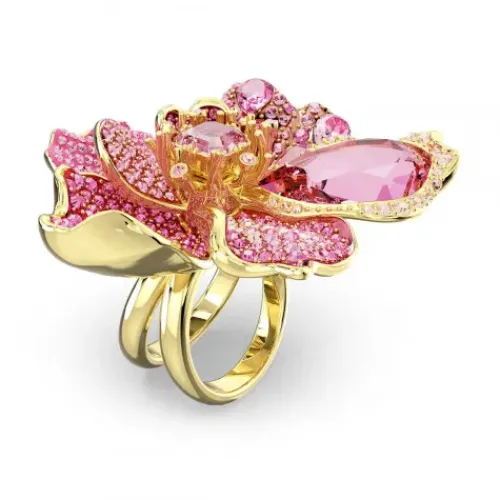 Swarovski Ringe-Florere Cocktail Ring Pavé Blume Rosa