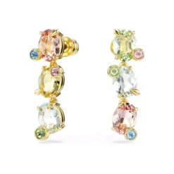Swarovski Ohrringe-Gema Drop Ohrhänger Asymmetrisches Design Verschiedene Schliffe Mehrfarbig Gold - 5714815