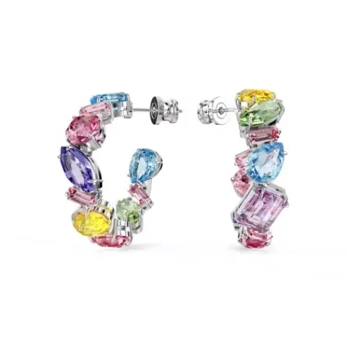 Swarovski Ohrringe-Gema Kreolen Asymmetrisches Design Verschiedene Schliffe Klein Mehrfarbig - 5692412