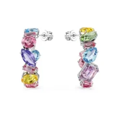 Swarovski Ohrringe-Gema Kreolen Asymmetrisches Design Verschiedene Schliffe Klein Mehrfarbig - 5692412