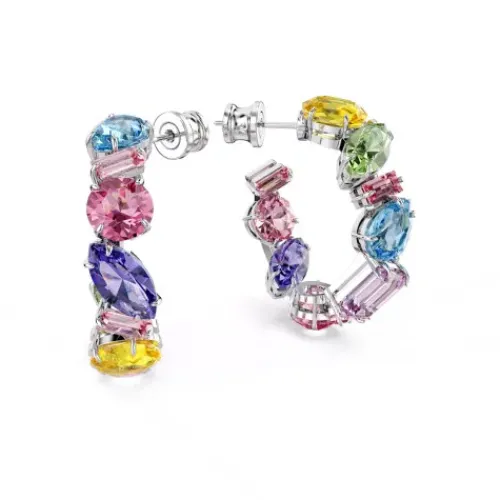 Swarovski Ohrringe-Gema Kreolen Asymmetrisches Design Verschiedene Schliffe Klein Mehrfarbig - 5692412