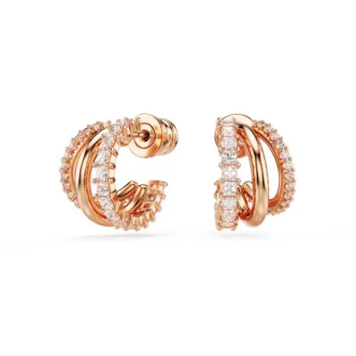 Swarovski Ohrringe-Hyperbola Kreolen Verschiedene Schliffe Mini Weiss Roségold - 5698702