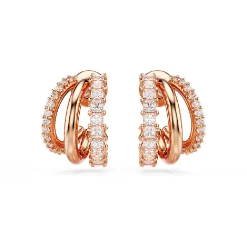Swarovski Ohrringe-Hyperbola Kreolen Verschiedene Schliffe Mini Weiss Roségold - 5698702