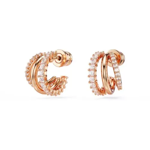 Swarovski Ohrringe-Hyperbola Kreolen Verschiedene Schliffe Mini Weiss Roségold - 5698702