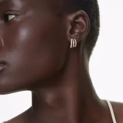 Swarovski Ohrringe-Hyperbola Kreolen Verschiedene Schliffe Mini Weiss Roségold - 5698702