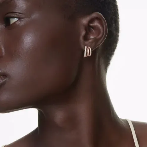 Swarovski Ohrringe-Hyperbola Kreolen Verschiedene Schliffe Mini Weiss Roségold - 5698702