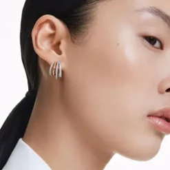 Swarovski Ohrringe-Hyperbola Kreolen Verschiedene Schliffe Mini Weiss Metallmix - 5689718