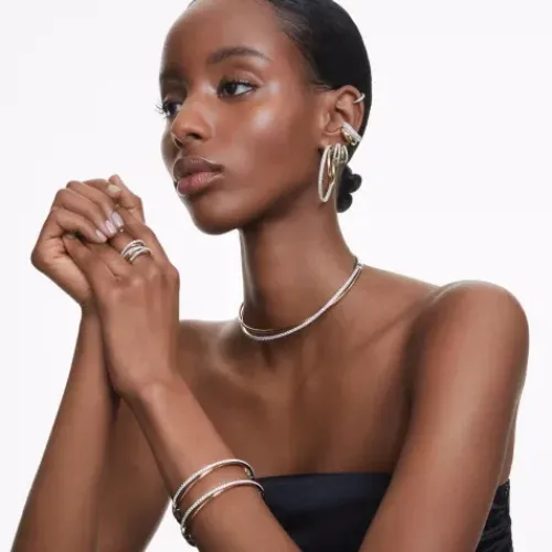 Swarovski Ohrringe-Hyperbola Kreolen Rundschliff Mittel Weiss - 5702400