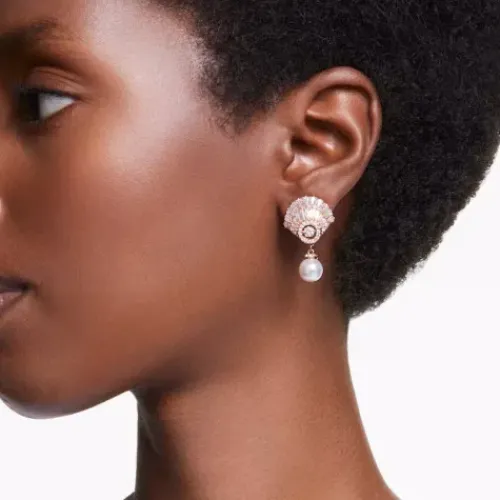 Swarovski Ohrringe-Idyllia Drop Ohrhänger Muschel Weiss Roségold - 5689196