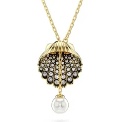 Swarovski Halsketten-Idyllia Y Halskette Kristallperle Muschel Weiss Gold - 5683968
