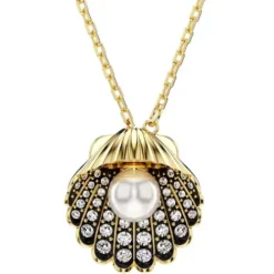 Swarovski Halsketten-Idyllia Y Halskette Kristallperle Muschel Weiss Gold - 5683968