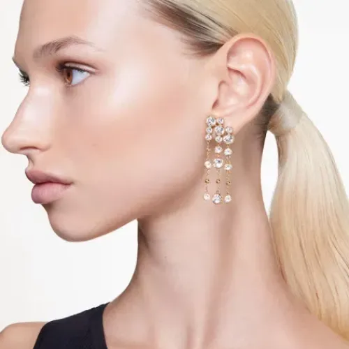 Swarovski Ohrringe-Imber Drop Ohrhänger Rundschliff Chandelier Weiss Gold - 5680093