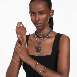 Swarovski Halsketten-Imber Tennis Halskette Rundschliff Grau - 5682593