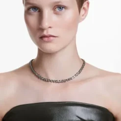 Swarovski Halsketten-Imber Tennis Halskette Rundschliff Grau - 5682593